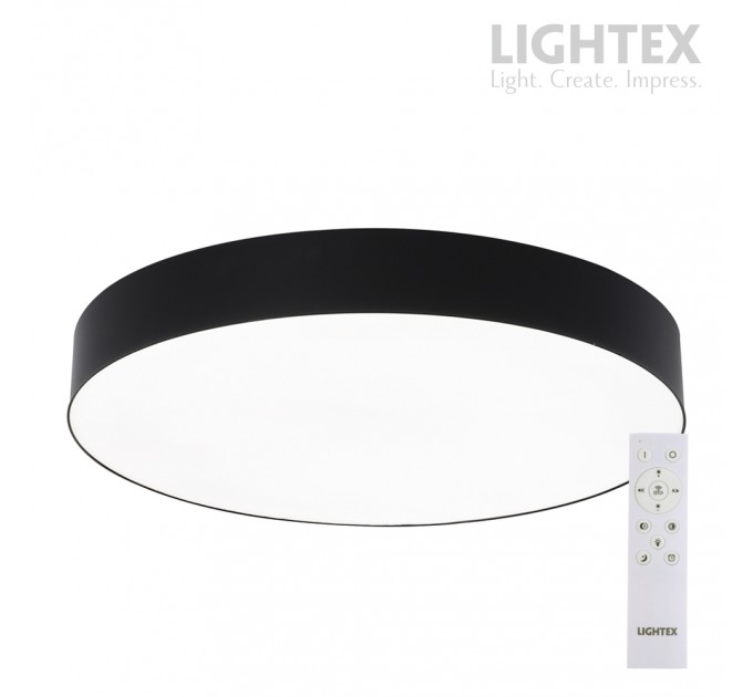 LED плафон OLAF max.72W 3000K-4000K-6500K 6100lm 220V димируем с дистанционно Ø500 mm x H70 mm черен Lightex