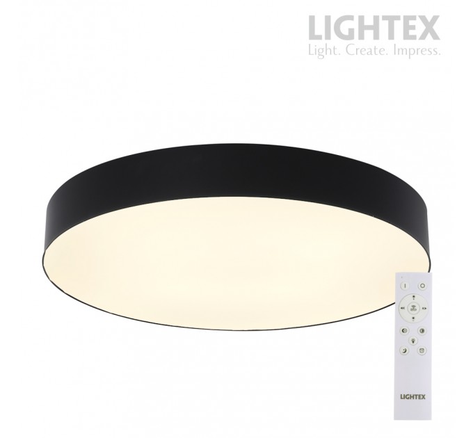 LED плафон OLAF max.72W 3000K-4000K-6500K 6100lm 220V димируем с дистанционно Ø500 mm x H70 mm черен Lightex