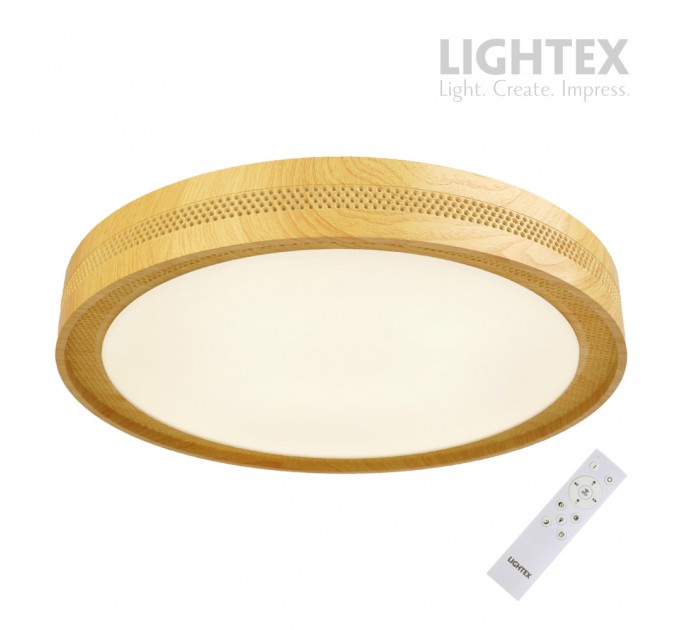 LED плафон CALIFORNIA max.72W 3000K-4000K-6500K 6000lm 220V димируем с дистанционно Ø500 mm x H70 mm светло дърво Lightex