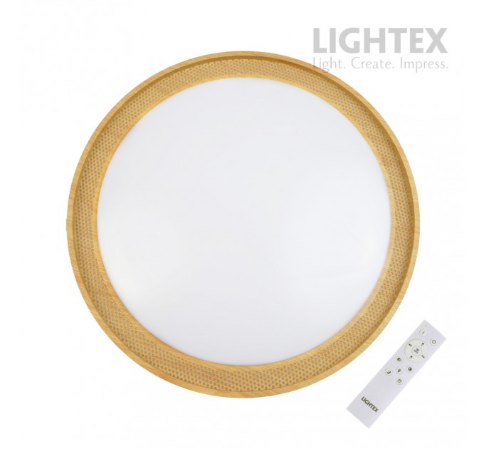 LED плафон CALIFORNIA max.72W 3000K-4000K-6500K 6000lm 220V димируем с дистанционно Ø500 mm x H70 mm светло дърво Lightex