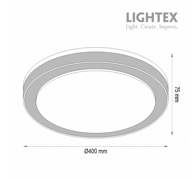 LED плафон GALAXY max.54W 3000K-4000K-6500K 5100lm 220V димируем с дистанционно Ø400 mm графит Lightex