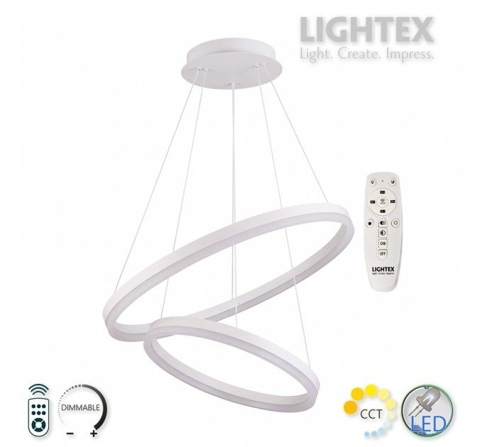 LED Полилей CATERINA бял с дистанционно 74W 3000K-6500K 4760lm 220V Ø600+Ø400 x1000 mm Lightex