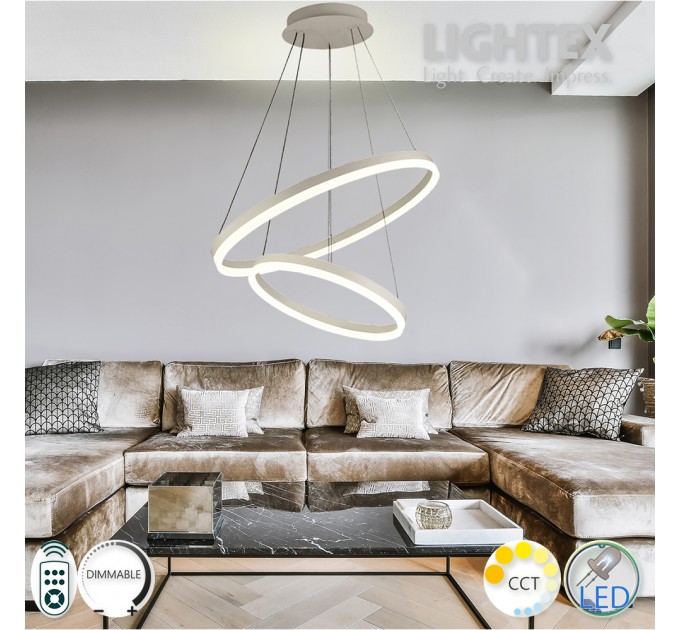 LED Полилей CATERINA бял с дистанционно 74W 3000K-6500K 4760lm 220V Ø600+Ø400 x1000 mm Lightex
