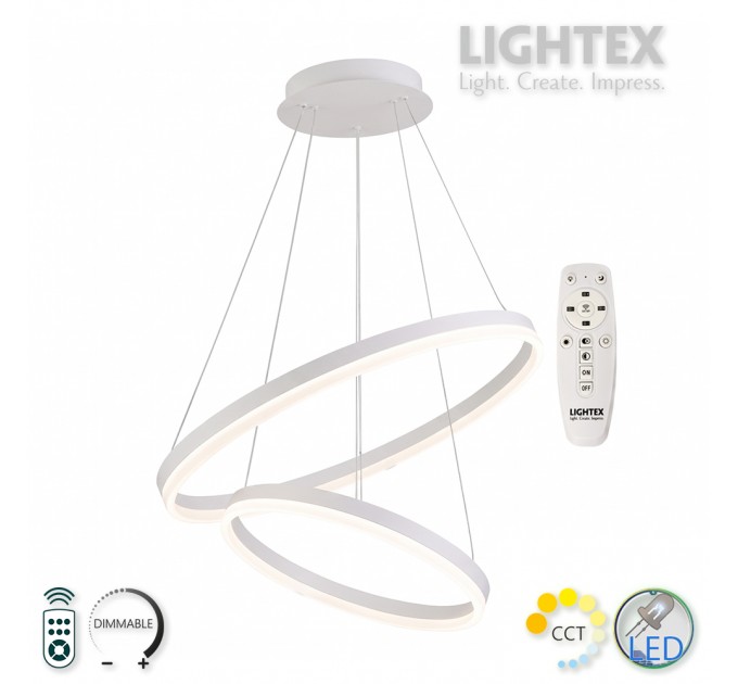 LED Полилей CATERINA бял с дистанционно 74W 3000K-6500K 4760lm 220V Ø600+Ø400 x1000 mm Lightex