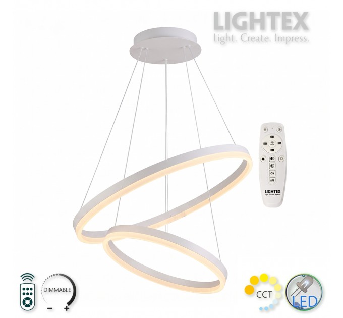LED Полилей CATERINA бял с дистанционно 74W 3000K-6500K 4760lm 220V Ø600+Ø400 x1000 mm Lightex