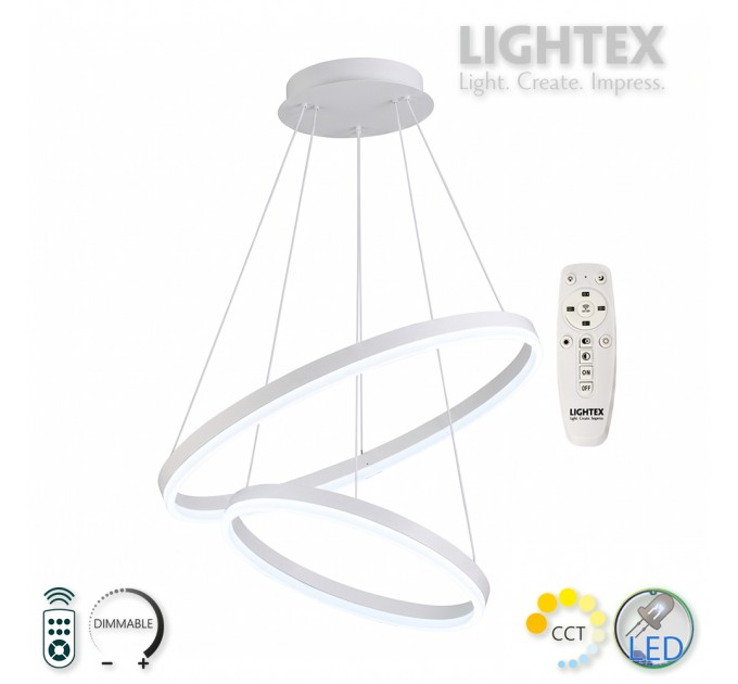 LED Полилей CATERINA бял с дистанционно 74W 3000K-6500K 4760lm 220V Ø600+Ø400 x1000 mm Lightex