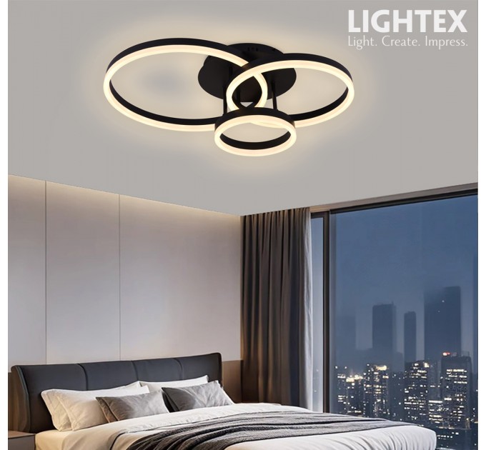 LED полилей CATERINA черен с дистанционно 60W 3000K-6500K 3220lm 220V Ø200+Ø300+Ø400 mm Lightex