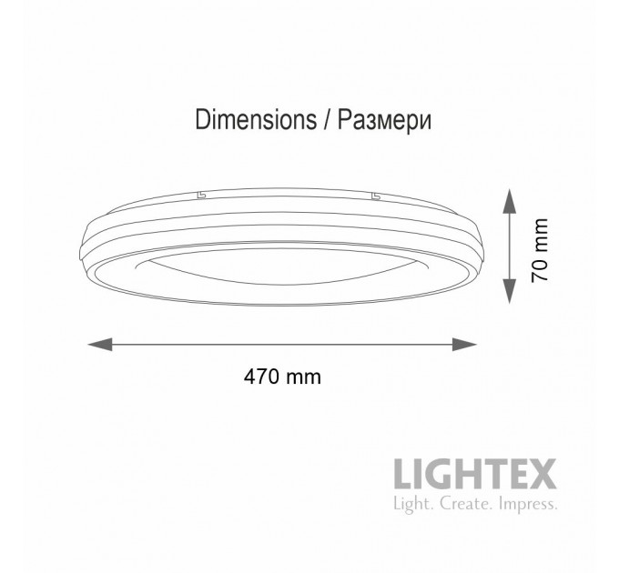 LED Плафон ADORA max.78W 3000K-4000K-6500K 6490lm 220V димируем с дистанционно Ø470xH70 mm графит Lightex