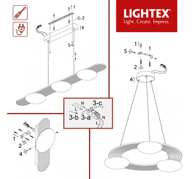 LED полилей KALMEA 22W 3000K 220V 2000lm 1000x165mm каки Lightex
