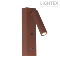 LED аплик TOKIO 3W 4000K 220V с ключ USB 5V 2.1A Type A 130lm кафяв  Lightex