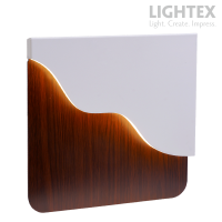 LED аплик FLOW 6W 3000K 220V 360lm 250x250x30mm бял+тъмно дърво Lightex