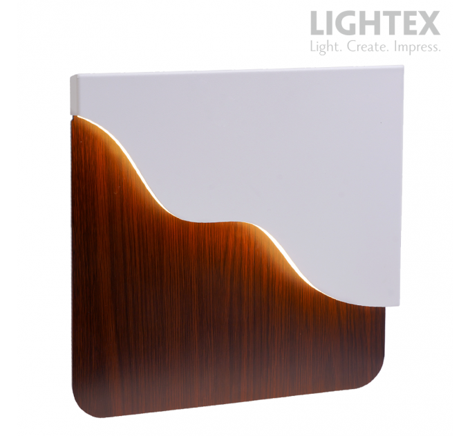LED аплик FLOW 6W 3000K 220V 360lm 250x250x30mm бял+тъмно дърво Lightex