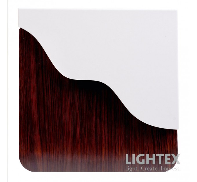 LED аплик FLOW 6W 3000K 220V 360lm 250x250x30mm бял+тъмно дърво Lightex