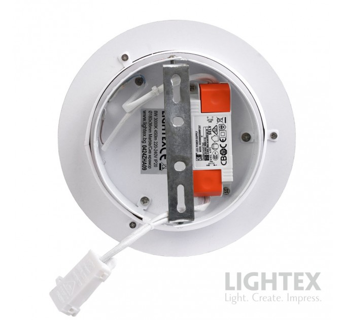 LED аплик LUNULA 8W 3000K 220V 450lm Ø180x36 mm сив мрамор Lightex