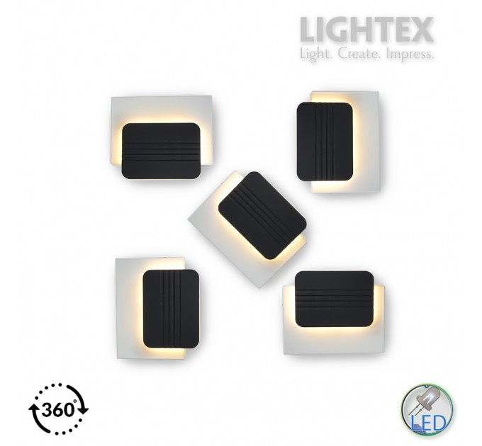 LED аплик GENEVA 8W 3000K 220V 500lm 160x190xH50mm бяло+черно Lightex