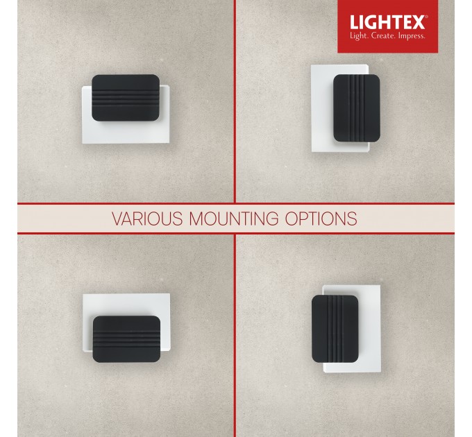 LED аплик GENEVA 8W 3000K 220V 500lm 160x190xH50mm бяло+черно Lightex