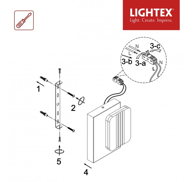 LED аплик GENEVA 8W 3000K 220V 500lm 160x190xH50mm бяло+черно Lightex