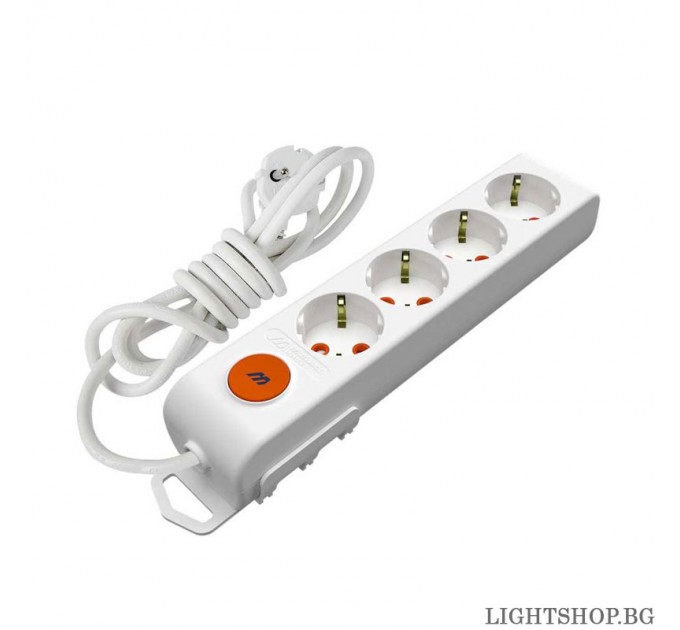 Ri-tech Разклонител 4 гнезда 3m кабел 3X1.5mm с ключ и детска защита Mutlusan