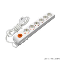 Ri-tech Разклонител 6 гнезда 2m кабел 3X1.5mm с ключ и детска защита Mutlusan