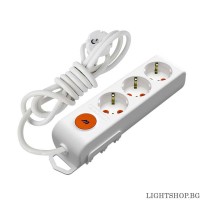 Ri-tech Разклонител 3 гнезда 2m кабел 3X1.5mm с ключ и детска защита Mutlusan
