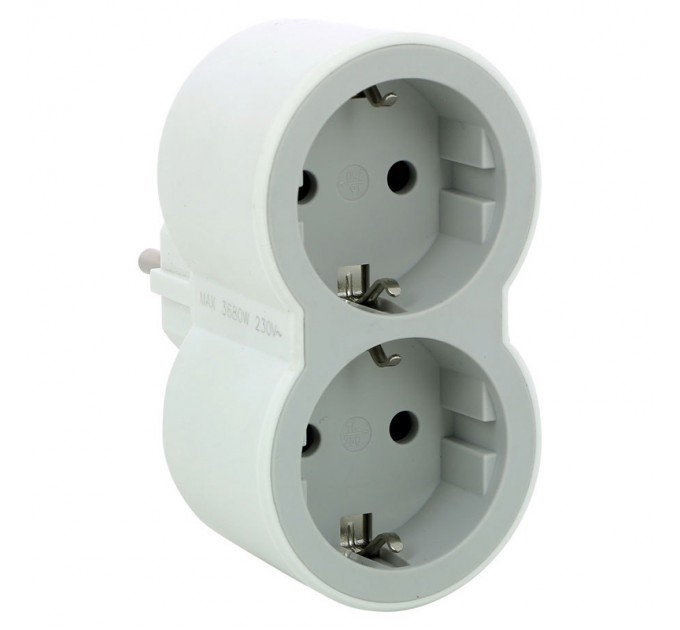 Legrand разклонител за контакт двоен 2Р+E 16A бяло/сиво 694516