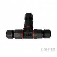 Кабелен T-конектор IP68 черен за кабел 3х0.5-2.5мм2 Lightex