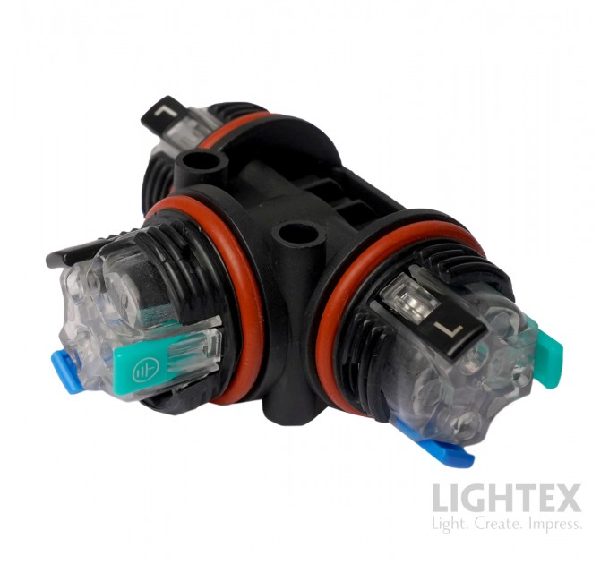Кабелен T-конектор IP68 черен за кабел 3х0.5-2.5мм2 Lightex