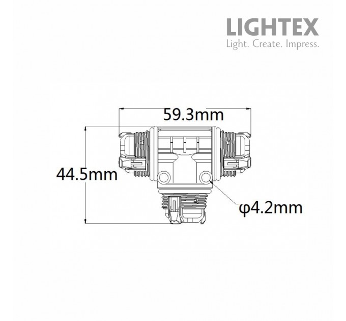 Кабелен T-конектор IP68 черен за кабел 3х0.5-2.5мм2 Lightex