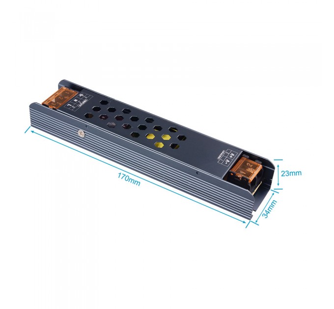 LED драйвър метален 60W 24V DC 2.55A 172x34x23mm 100-265V AC IP20 Lightex