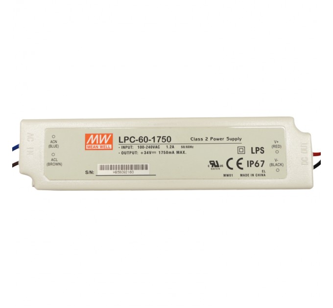 Led драйвър 60W 9-34V 1750mA IP67  MEAN WELL