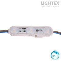 LED модул 3Led AC220V SMD2835 1.5W 165D 6000K 150lm IP67 - 20бр/пакет Lightex LED модул 3Led AC220V SMD2835 1.5W 165D 6000K 150lm IP67 - 20бр/пакет Lightex