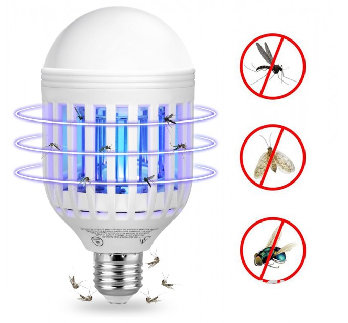 LED лампа против комари 2в1 6W Е27 6500K 400lm 220V Lightex